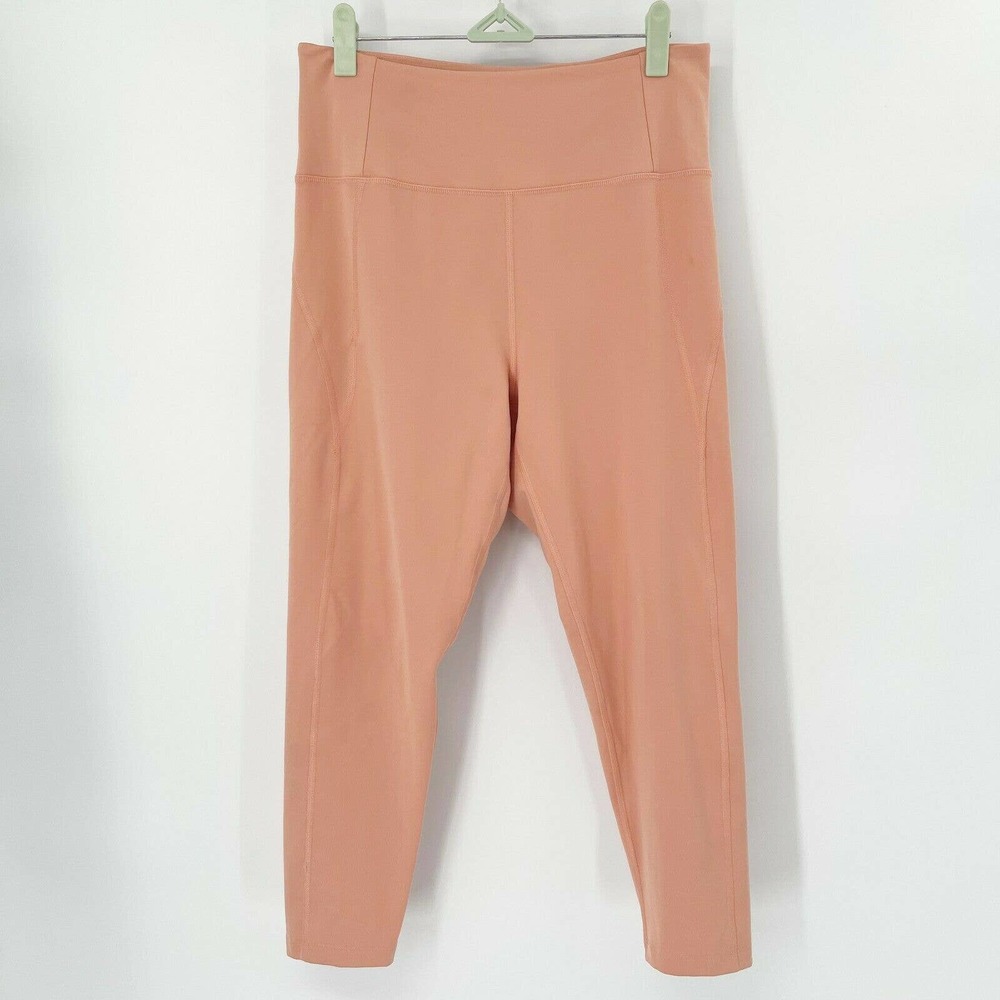 Girlfriend Collective Ankle Gym Yoga Leggings Sz L Peach High Waisted Stretch‎